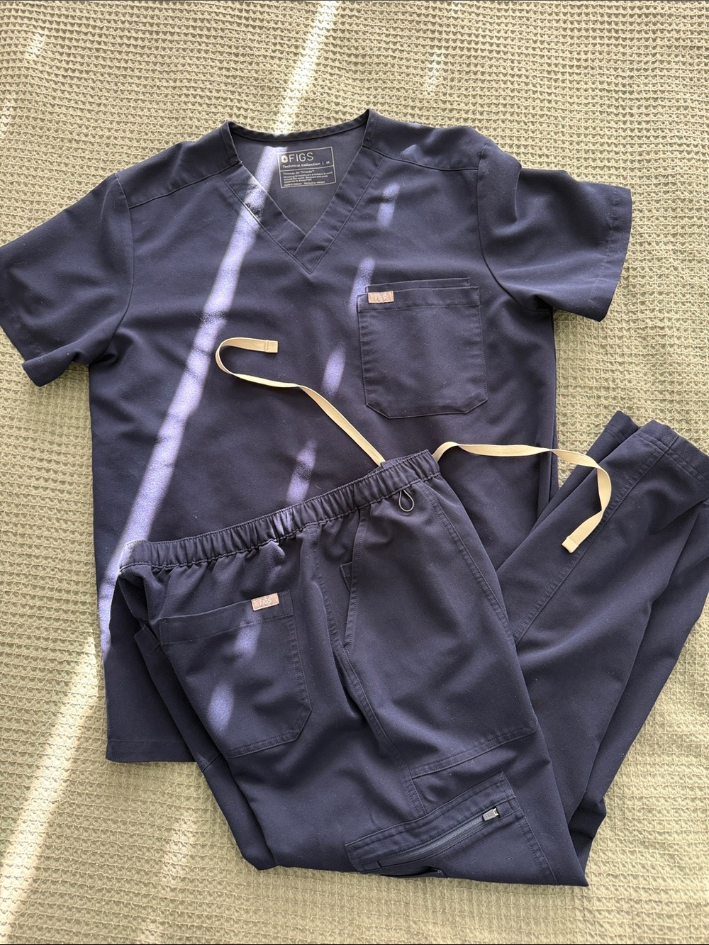 Figs Navy Scrub Set Medium Top and Small Short Bottom